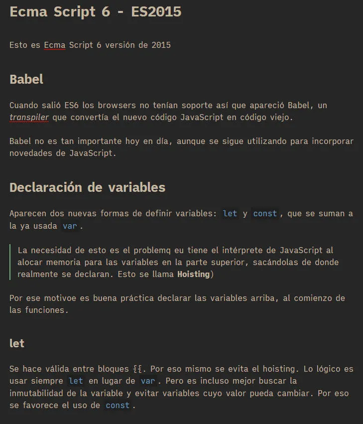 el formato markdown en obsidian app de notas