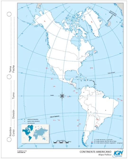 mapa político de américa