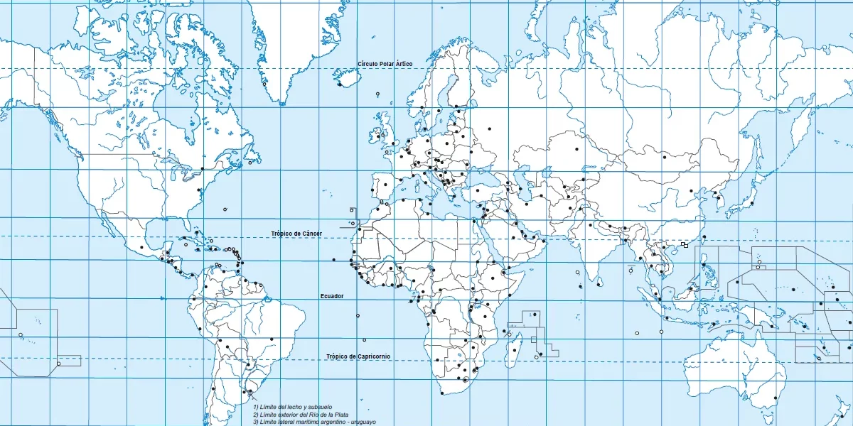 Mapa planisferio con división política Nro. 3 para descargar en PDF